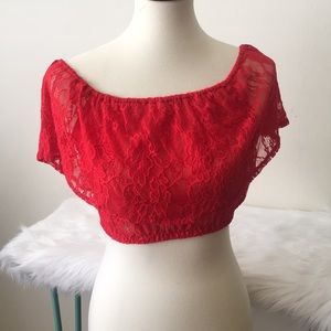 Red Lacy‎ Crop Top by Forever 21 * Size Medium